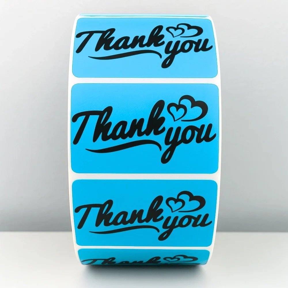 Thank You Stickers with Hearts – Modern Script Labels for Small Business